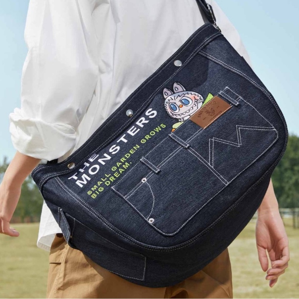 Pop Mart Denim Shoulder Bag Labubu Fall in Wild.